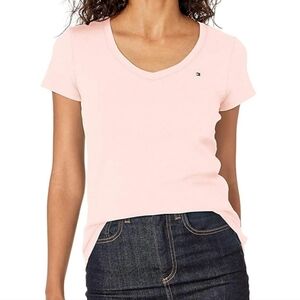 Tommy Hilfiger V-Neck Shortsleeve Top Size XL PTP 22 Inches Length 24 Inches